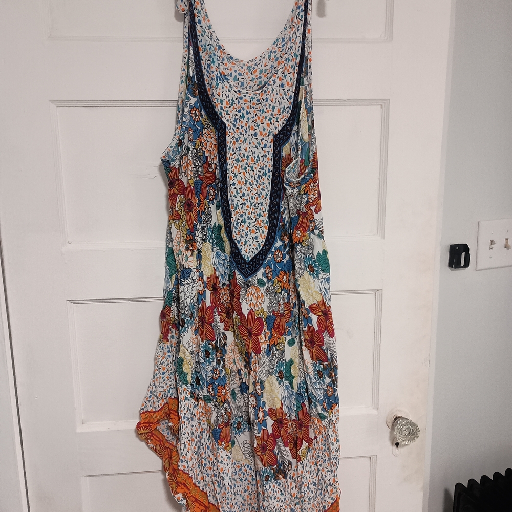 Victoria's Secret Asymmetrical Floral Dress - Blue, Red, Orange